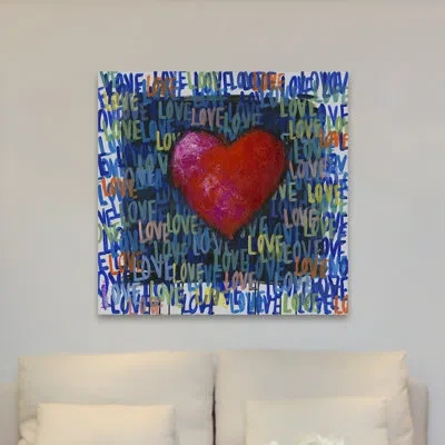 Marmont Hill "blue Love" Print On Wrapped Canvas In Blue;red