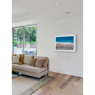 Marmont Hill 'blue Umbrella' - Picture Frame Photographic Print On Paper In Blue;white