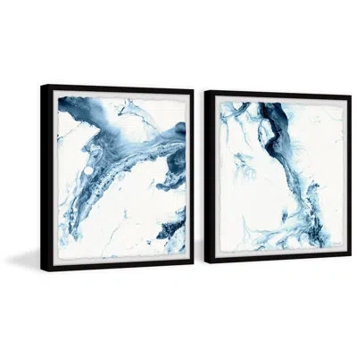 Marmont Hill Blue Water By  - 2 Piece Single Picture Frame Print Set In Blue;white
