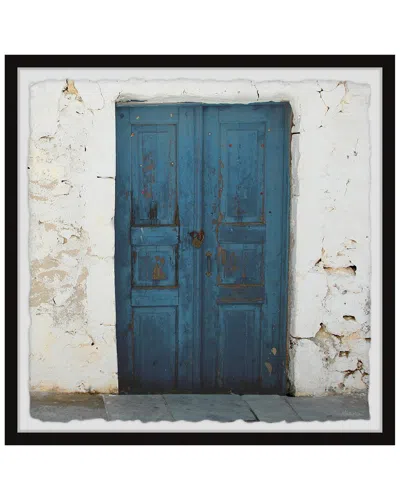 Marmont Hill Blue Wooden Door Framed Print Wall Art In Multicolor