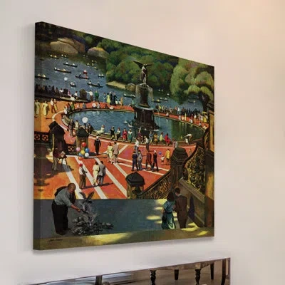 Marmont Hill Boating In Central Park By John Falter Painting Print On Wrapped Canvas In Brown;green;red;orange