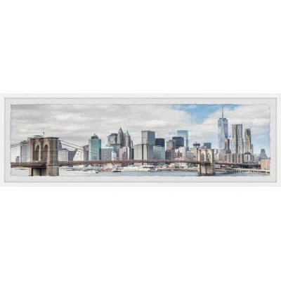 Marmont Hill 'bridge And The City' - Picture Frame Print On Paper In Sky Blue,brown,black