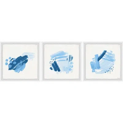 Marmont Hill Brush Swatch - 3 Piece Single Picture Frame Print Set In Blue;white
