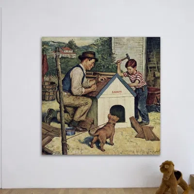 Marmont Hill Building The Doghouse By Amos Sewell Painting Print On Wrapped Canvas In Blue;brown;beige