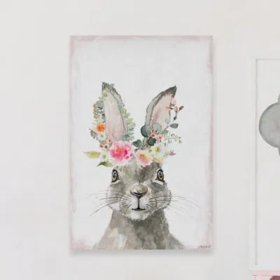 Marmont Hill Bunny Bride Print On Wrapped Canvas In White;gray