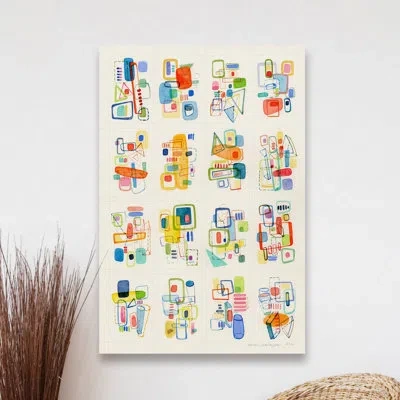 Marmont Hill 'busy Shapes' By Nikki Galapon Painting Print On Wrapped Canvas In Blue;black;green;red;yellow;pink;orange;