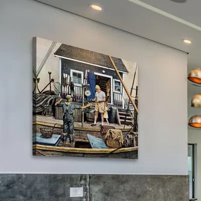 Marmont Hill Buying Lobsters By Stevan Dohanos Painting Print On Wrapped Canvas In Brown;gray