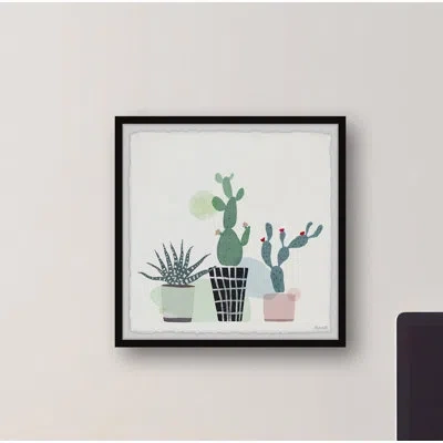 Marmont Hill Cactus Branches - Picture Frame Painting Print On Paper In Blue;white;green