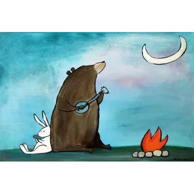 Marmont Hill 'campfire Songs' By Andrea Doss Painting Print On Wrapped Canvas In Blue;brown;white;orange