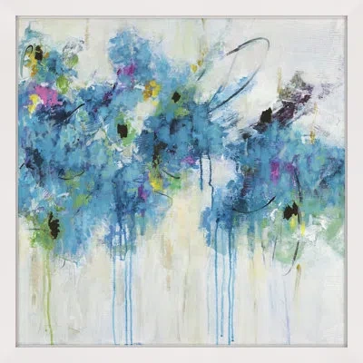 Marmont Hill "center Piece I-1" By Julie Joy Framed Art Print In Blue;white