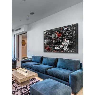 Marmont Hill Chicken Chalk - Wrapped Canvas Advertisements Print In Black