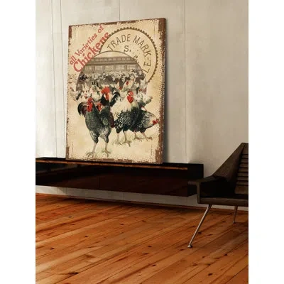 Marmont Hill 'chicken Varieties' Painting Print On Wrapped Canvas In Black;brown