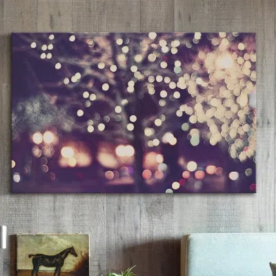 Marmont Hill 'christmas Night' Photographic Print On Wrapped Canvas In Red;purple;cream