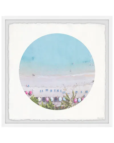Marmont Hill Circle Pink Beach Framed Print In Multicolor