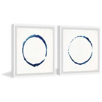 Marmont Hill Circle Spot By  - 2 Piece Single Picture Frame Print Set In Blue;white