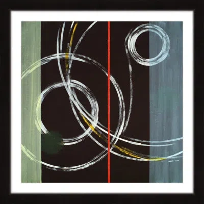 Marmont Hill 'circle Swirl' Framed Painting Print In Black;white;gray;yellow;orange