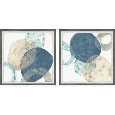 Marmont Hill Circlet V By  - 2 Piece Single Picture Frame Print Set In Blue;brown