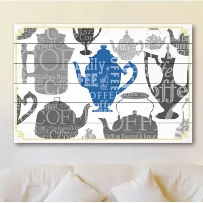 Marmont Hill 'coffee 5' Graphic Art Print On Wood In Blue;gray