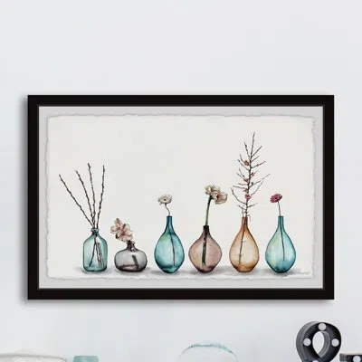 Marmont Hill 'colored Bottles' - Picture Frame Painting Print On Paper In Blue;pink;orange