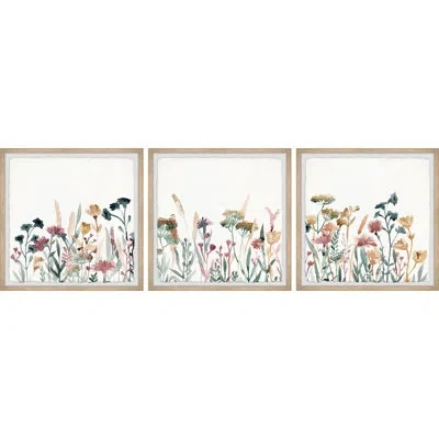 Marmont Hill Colorful Flowers By  - 3 Piece Picture Frame Painting Set In Green;yellow;pink