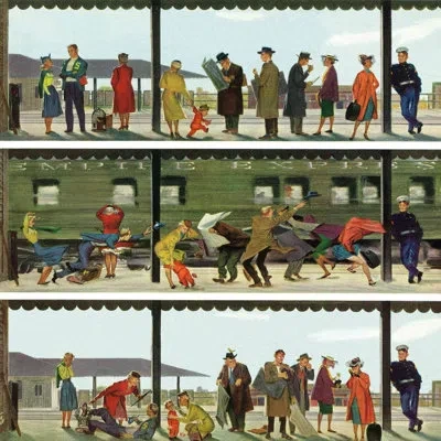 Marmont Hill Commuter Train By Thornton Utz Painting Print On Wrapped Canvas In Brown;green
