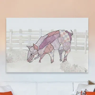 Marmont Hill 'como Cerdo' Painting Print On Wrapped Canvas In White;pink