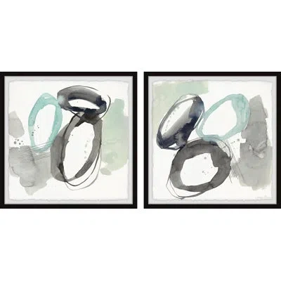 Marmont Hill Cool Rounds Iii By  - 2 Piece Single Picture Frame Print Set In Black;green