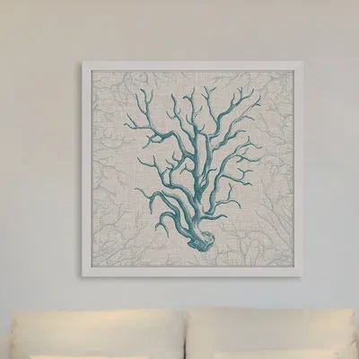 Marmont Hill "coral Motif Ii" Framed Print In Blue;gray
