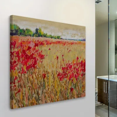 Marmont Hill 'corn And Poppies Xv' Painting Print On Wrapped Canvas In Red;yellow
