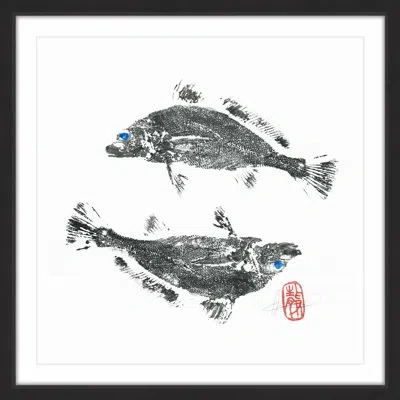 Marmont Hill 'croakers Go Ying Yang' Framed Painting Print In White;gray