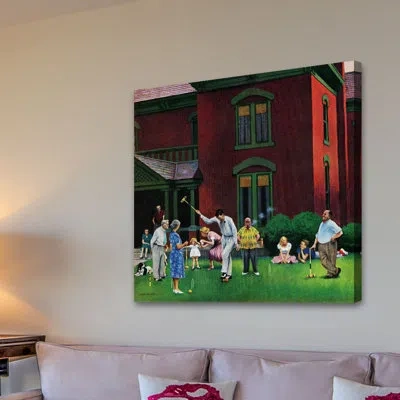 Marmont Hill Croquet Game By John Falter Painting Print On Wrapped Canvas In Blue;green;red;yellow