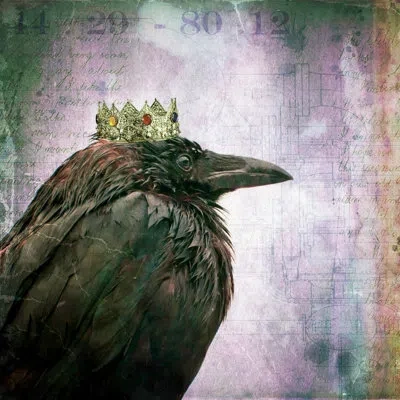 Marmont Hill 'crow King' By Morgan Jones Painting Print On Wrapped Canvas In Green;gray;purple