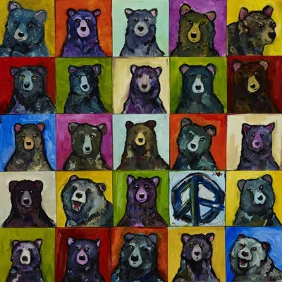 Marmont Hill 'da Bears' By Tori Campisi Painting Print On Wrapped Canvas In Black;green;red