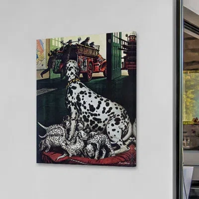 Marmont Hill Dalmatian And Pups By Stevan Dohanos Print On Wrapped Canvas In Black;white;green
