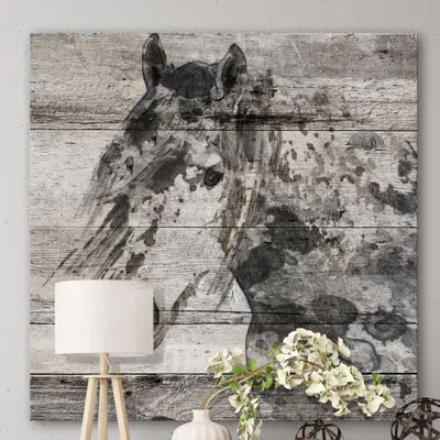 Marmont Hill 'dark Gray Horse' By Irena Orlov Painting Print On Wrapped Canvas In Black;gray