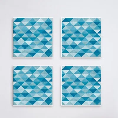 Marmont Hill Dark Rings 4-piece Framed Canvas In Blue