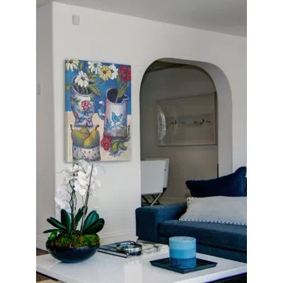 Marmont Hill 'des Fleurs Et Poires' By Holly Wojahn Painting Print On Wrapped Canvas In Blue;white;green;red;yellow