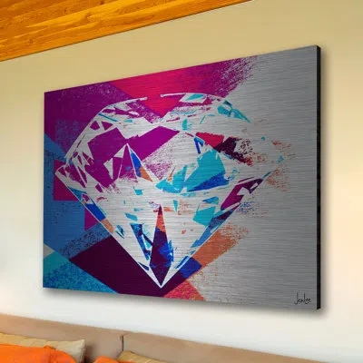 Marmont Hill 'diamond In The Rough' Print On Metal In Blue;pink;orange;purple