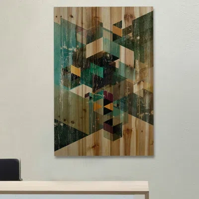 Marmont Hill 'dimensional ' Print On Wood In Blue;brown;gray