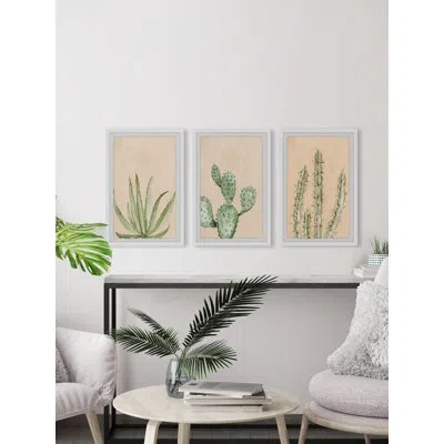 Marmont Hill Don't Touch Me - 3 Piece Picture Frame Painting Set In White;green