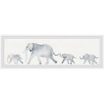 Marmont Hill Elephants By  - Picture Frame Print With Deckled Edge In Gray