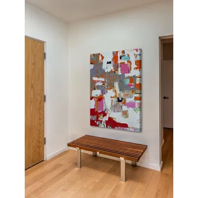 Marmont Hill 'encrypted' Framed Painting Print On Wrapped Canvas In Gray;red