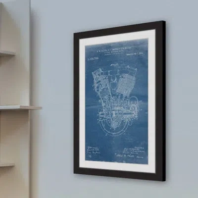 Marmont Hill 'engine 1914 Blueprint' By Steve King Framed Painting Print In Blue;black