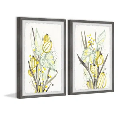 Marmont Hill Ethereal Citron Iii - 2 Piece Single Picture Frame Print Set In Green;gray;yellow