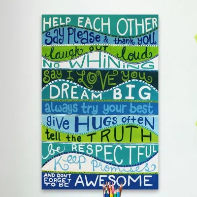 Marmont Hill 'family Rules Ii' Print On Wrapped Canvas In Blue;green