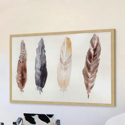 Marmont Hill 'feathers' By Christine Lindstrom Framed Print In Brown;gray;beige