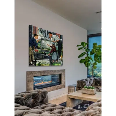 Marmont Hill Fish Aquarium By Stevan Dohanos Painting Print On Wrapped Canvas In Blue;white;green;gray