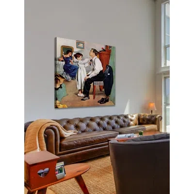 Marmont Hill Fixing Father's Tie By George Hughes Painting Print On Wrapped Canvas In Green;beige