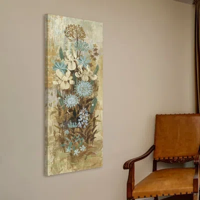 Marmont Hill 'floral Frenzy Blue Ii' By Alan Hopfensperger Painting Print On Wrapped Canvas In Blue;brown