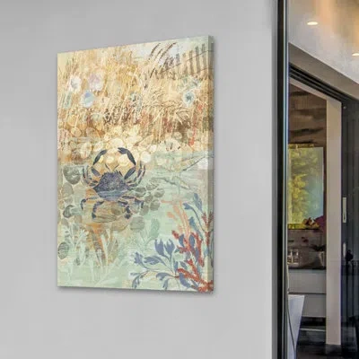 Marmont Hill 'floral Frenzy Coastal Iii' By Alan Hopfensperger Painting Print On Wrapped Canvas In Blue;brown